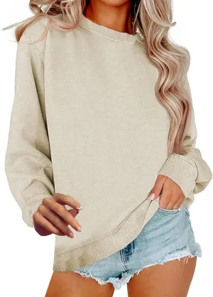 Crewneck Sweatshirts Women Trendy Casual Long Sleeve Tops Cute Teen Girls Crew Neck Sweatshirt Sweaters 2024