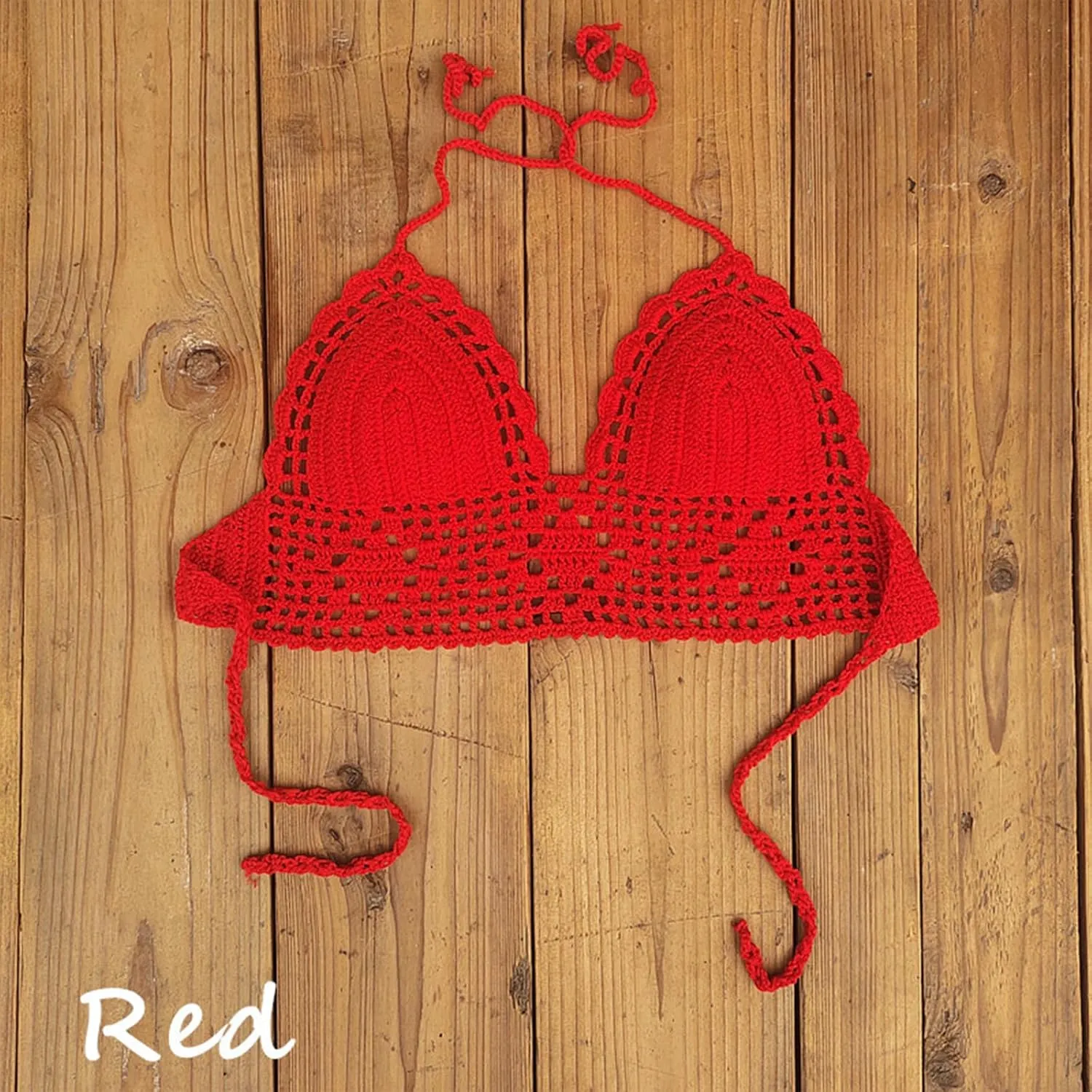 Crochet Halter Tops for Women Backless Camisole Knit Bra Tops Bralette Summer Beachwear