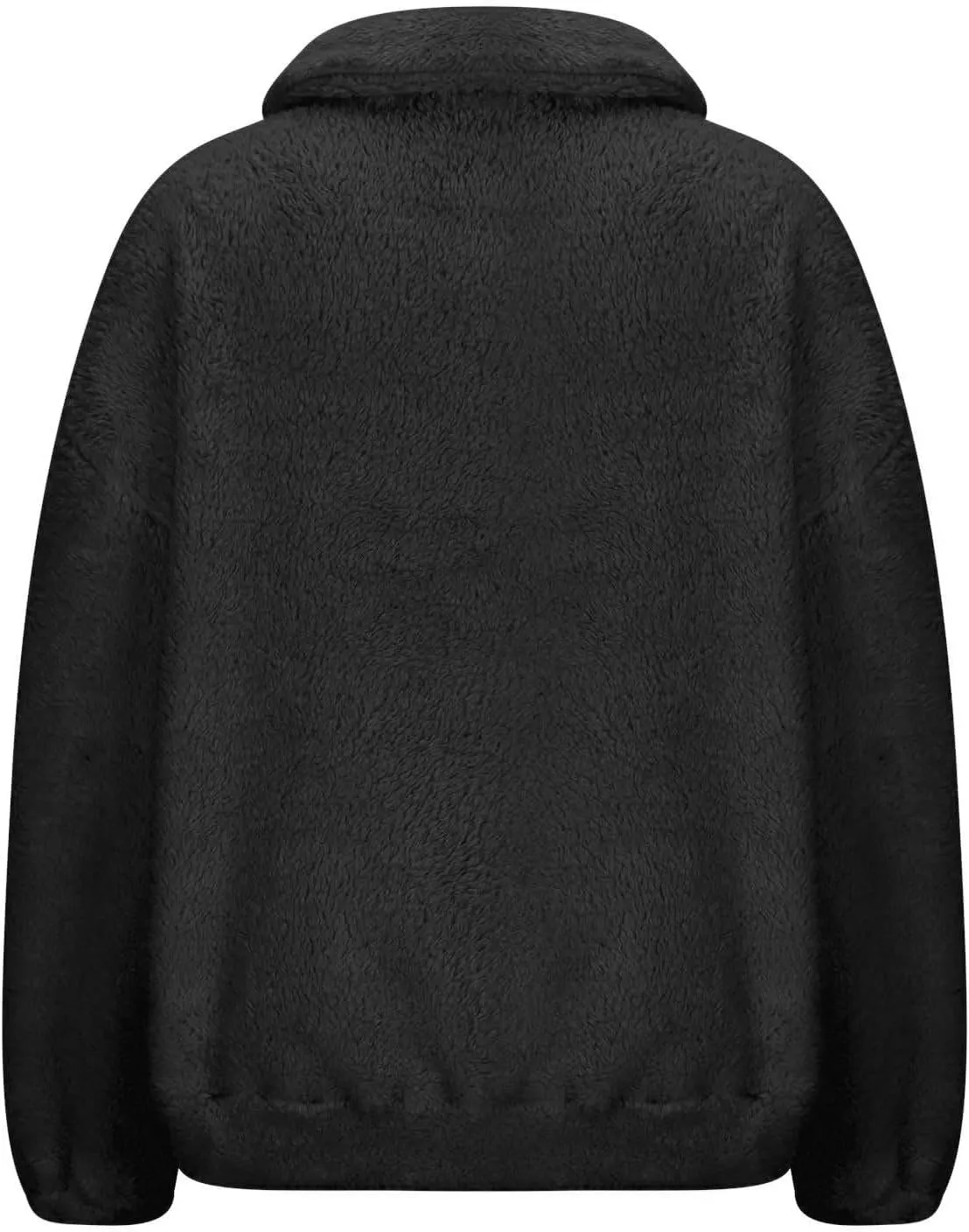 Cropped Half Zip Pullover Women Comfy Warm Sherpa Fleece Sweatshirt No Hood Quarter Zip Sweater with Pockets