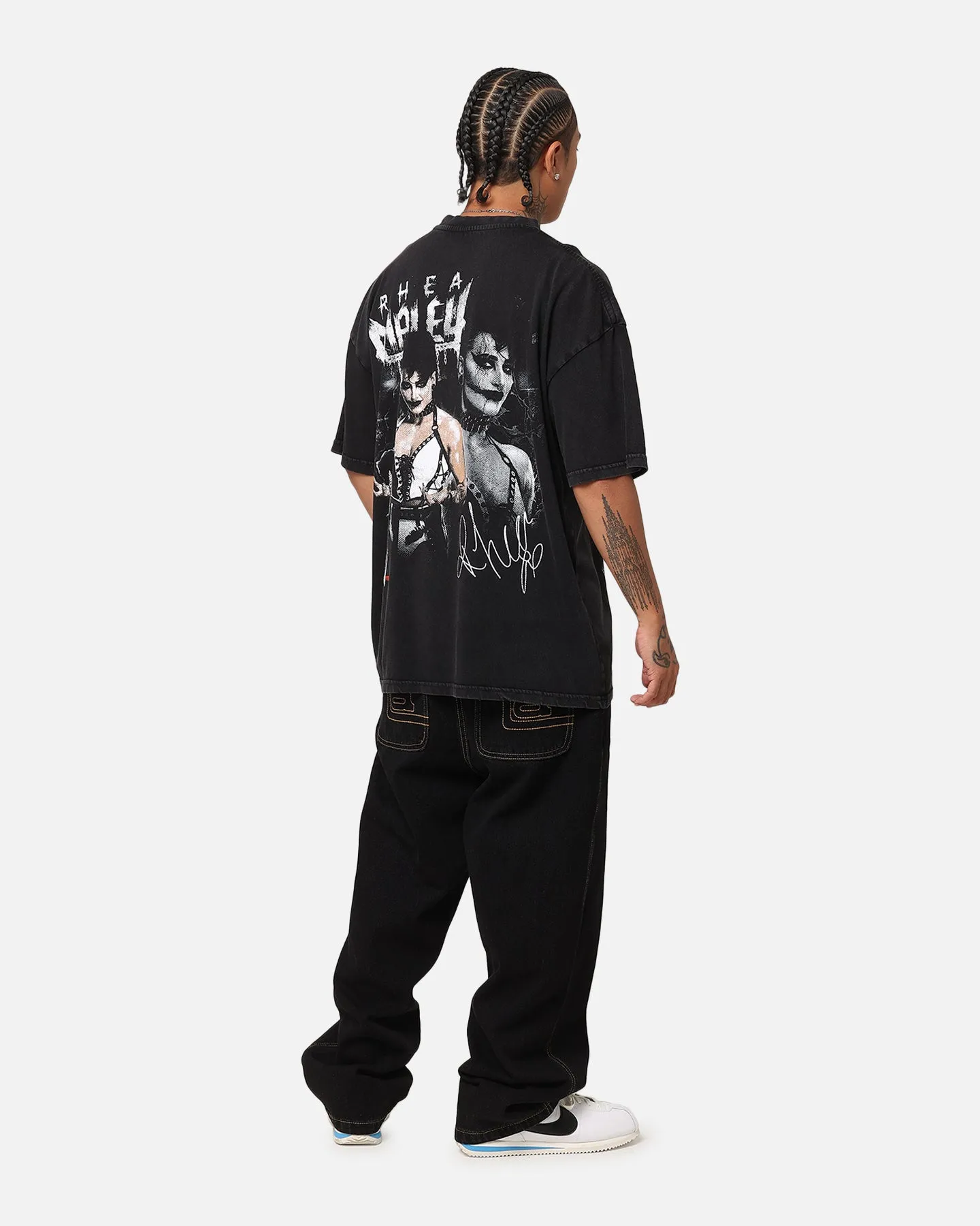Culture Kings X WWE Rhea Ripley Vintage T-Shirt Black Acidwash
