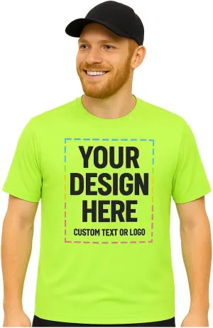 Custom Shirts - Dry Fit Moisture-Wicking Short Sleeve Performance T-Shirts for Gym, Work, or Sports