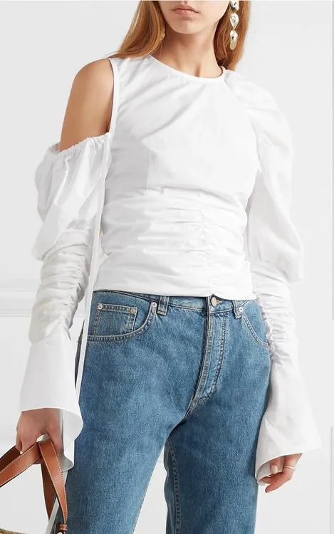 Cutout Ruched Cotton Top