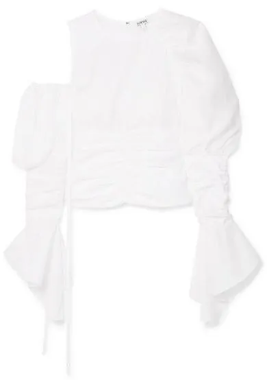 Cutout Ruched Cotton Top