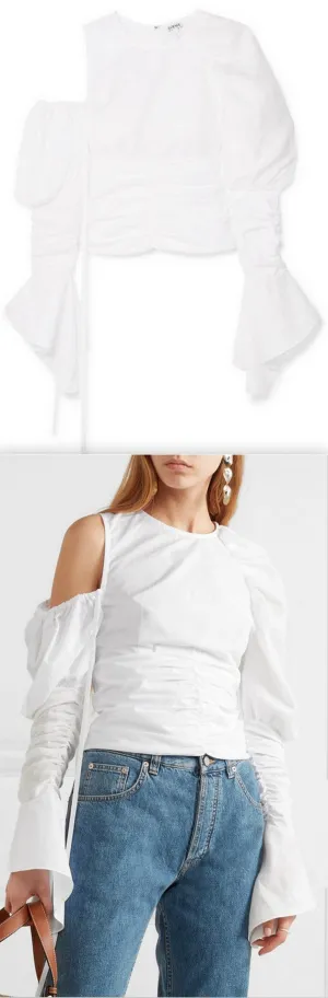 Cutout Ruched Cotton Top