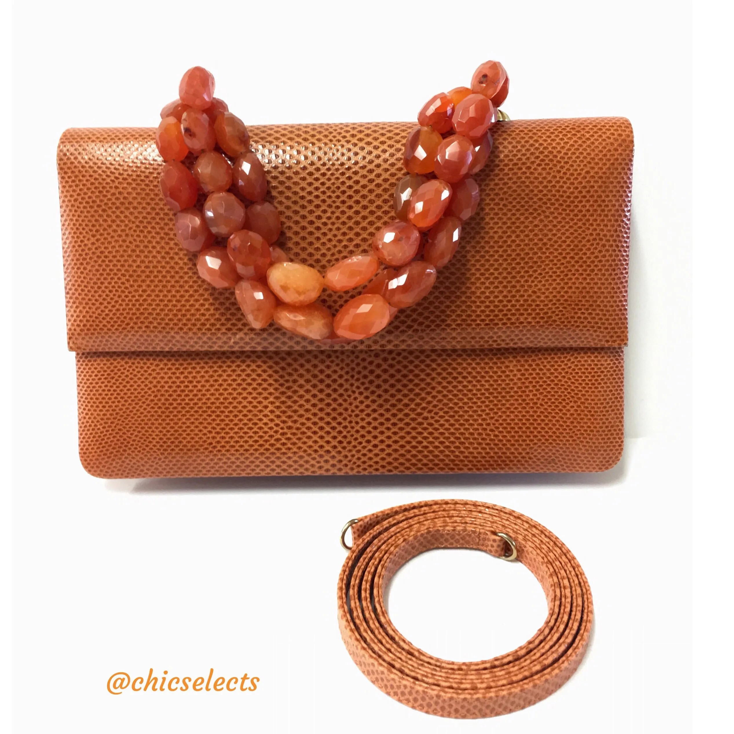 DARBY SCOTT GENUINE KARUNG WITH CARNELIAN HANDLE HANDBAG