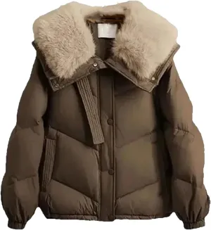 Dcvmvmn WomenS Cropped Quilted Down Coat Warm Down Cotton-Padded Jacket Puffer Parka Overcoat Brown