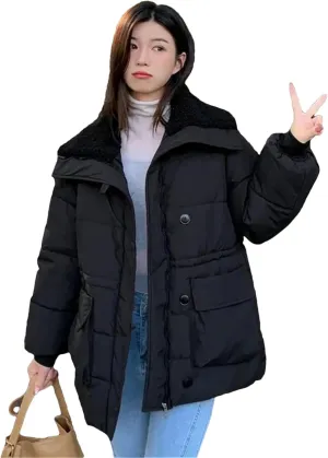 Dcvmvmn Women's Winter Parkas Coat Female Snow Warm Cotton Padded Jackets Loose Puffer Outerwear