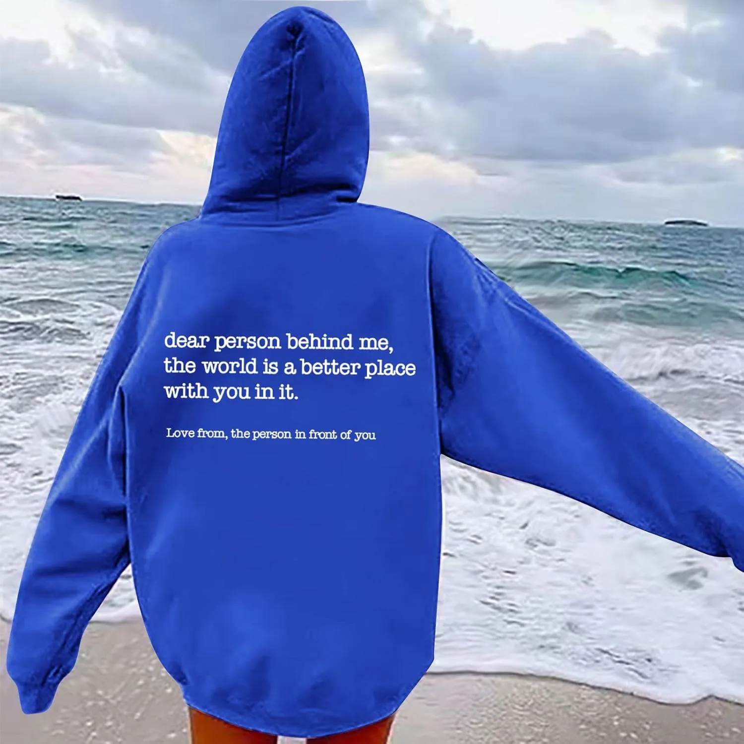 Dear Person Behind Me Hoodie for Women Inspirational Quote Solid Sweatshirt Pullover Hooded Fall Streetwear