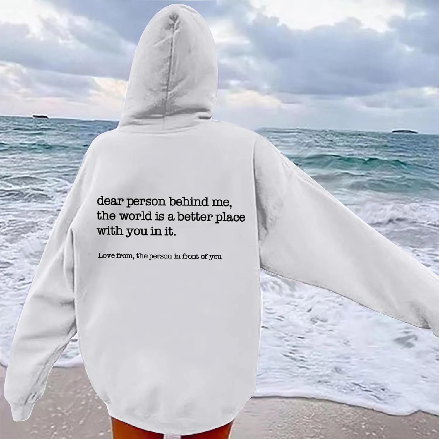 Dear Person Behind Me Hoodie for Women Inspirational Quote Solid Sweatshirt Pullover Hooded Fall Streetwear