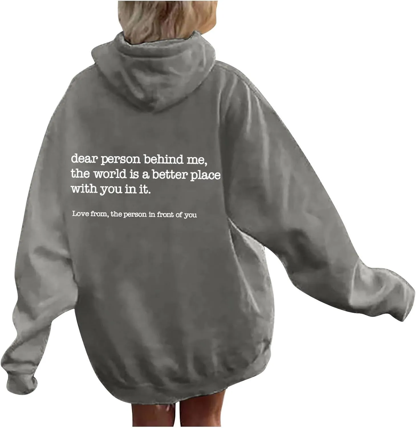Dear Person Behind Me Hoodie for Women Inspirational Quote Solid Sweatshirt Pullover Hooded Fall Streetwear