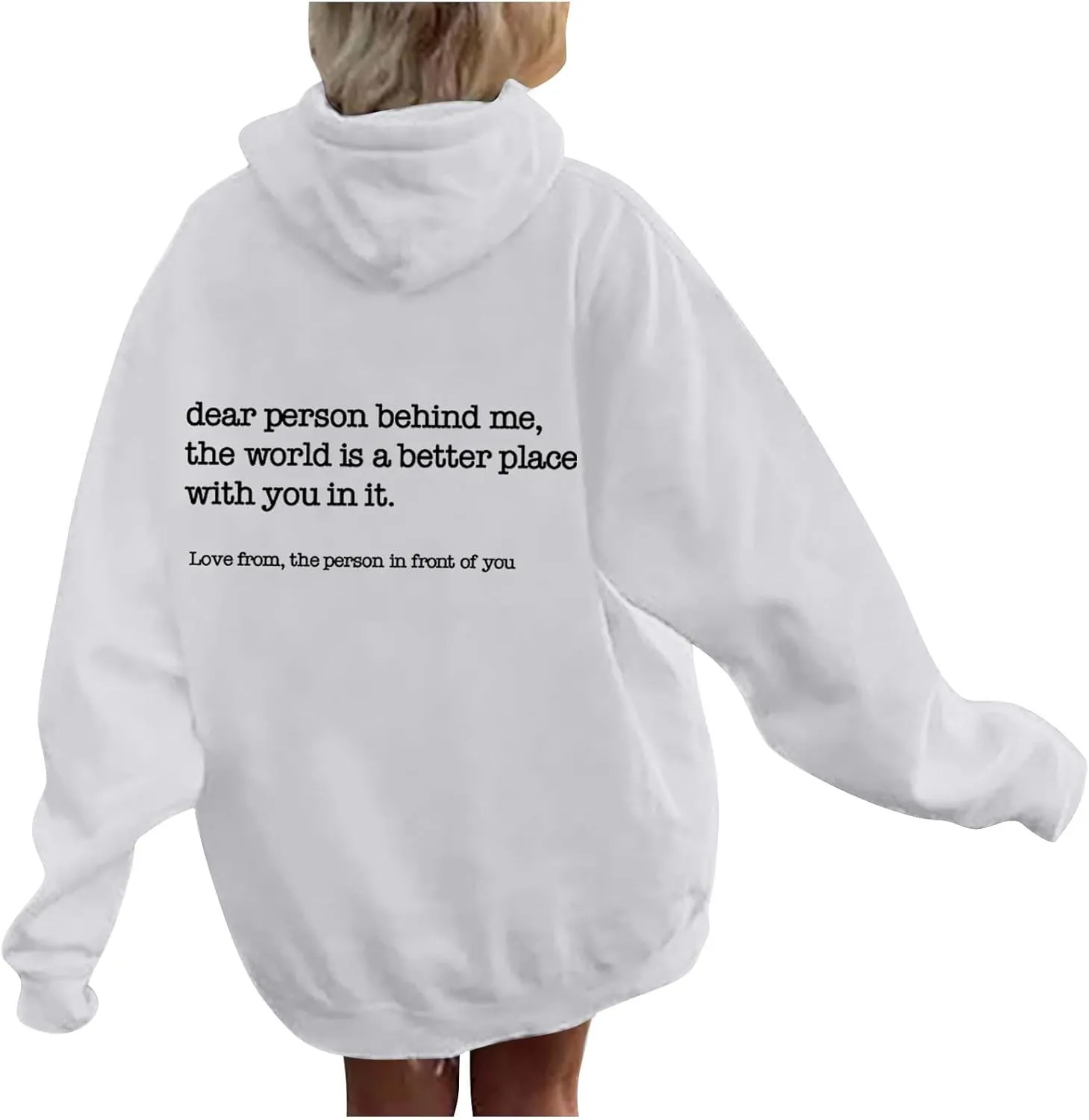 Dear Person Behind Me Hoodie for Women Inspirational Quote Solid Sweatshirt Pullover Hooded Fall Streetwear