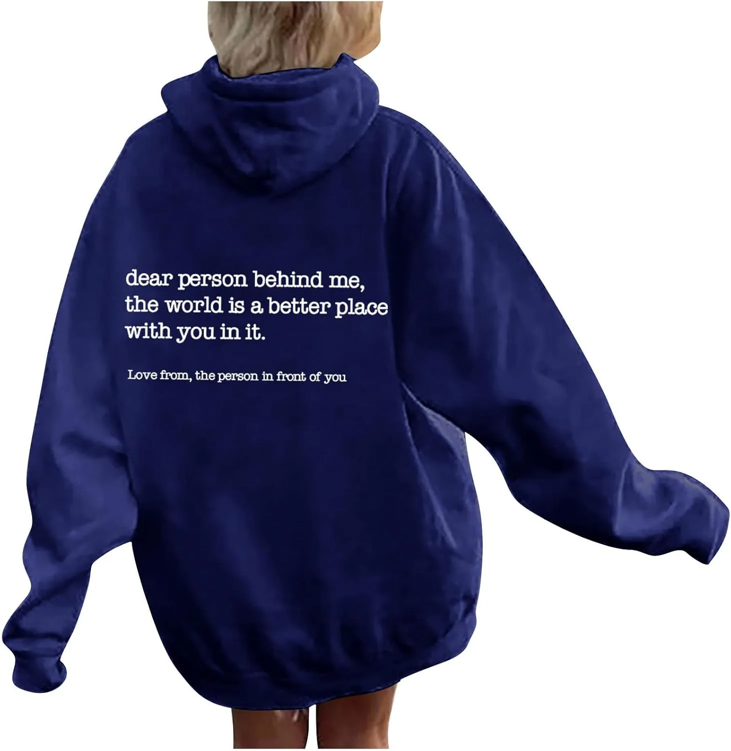 Dear Person Behind Me Hoodie for Women Inspirational Quote Solid Sweatshirt Pullover Hooded Fall Streetwear