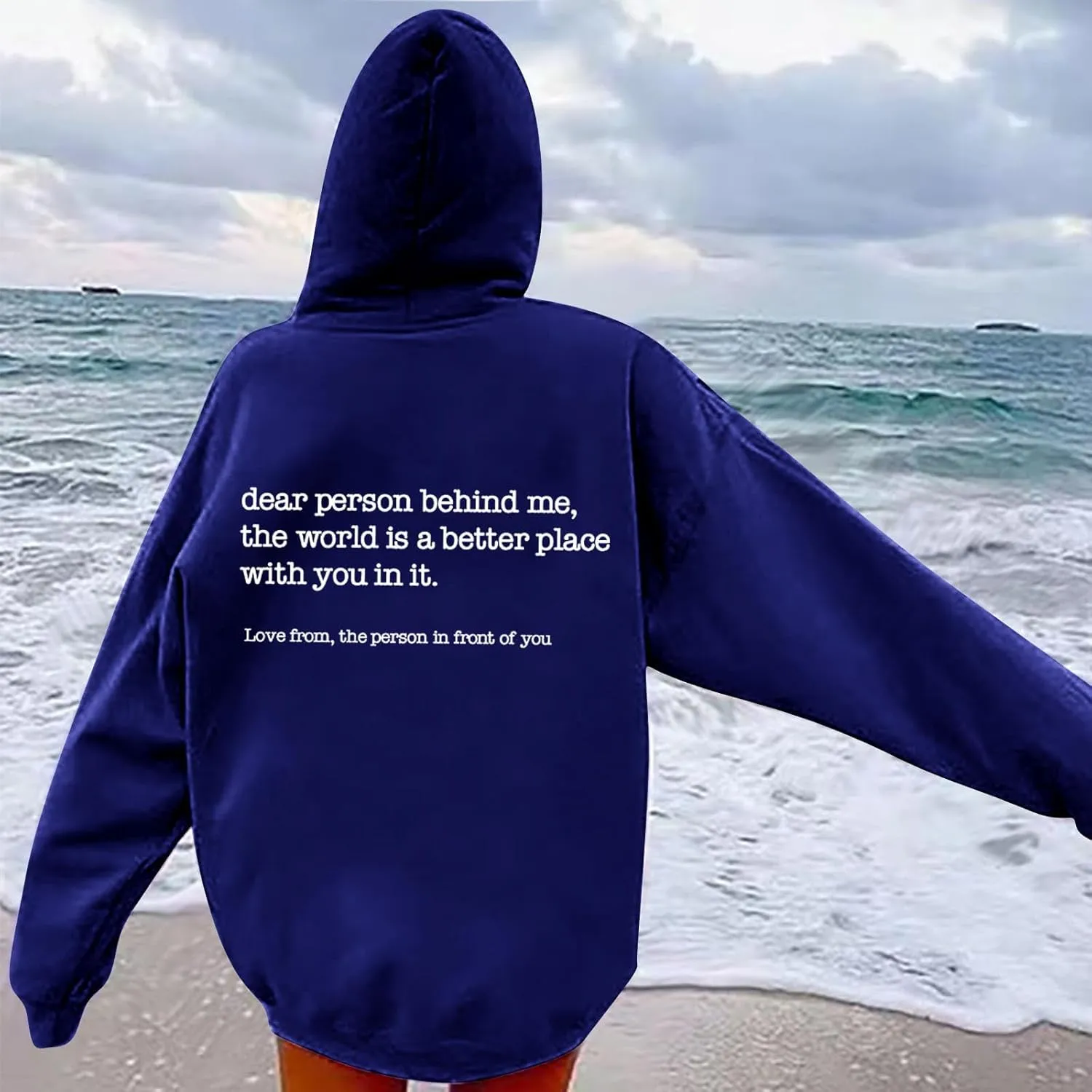 Dear Person Behind Me Hoodie for Women Inspirational Quote Solid Sweatshirt Pullover Hooded Fall Streetwear