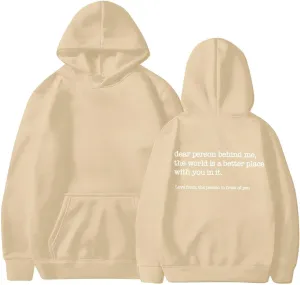 Dear Person Behind Me Hoodie for Women Inspirational Quote Solid Sweatshirt Pullover Hooded Fall Streetwear