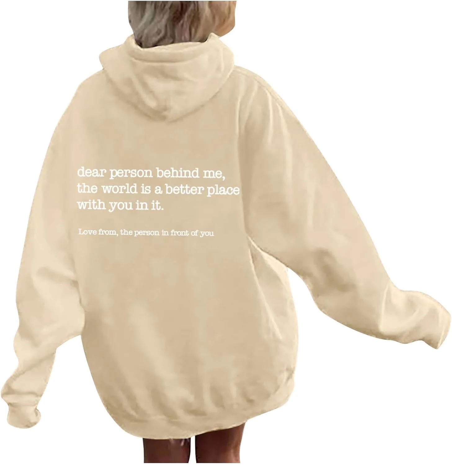 Dear Person Behind Me Hoodie for Women Inspirational Quote Solid Sweatshirt Pullover Hooded Fall Streetwear