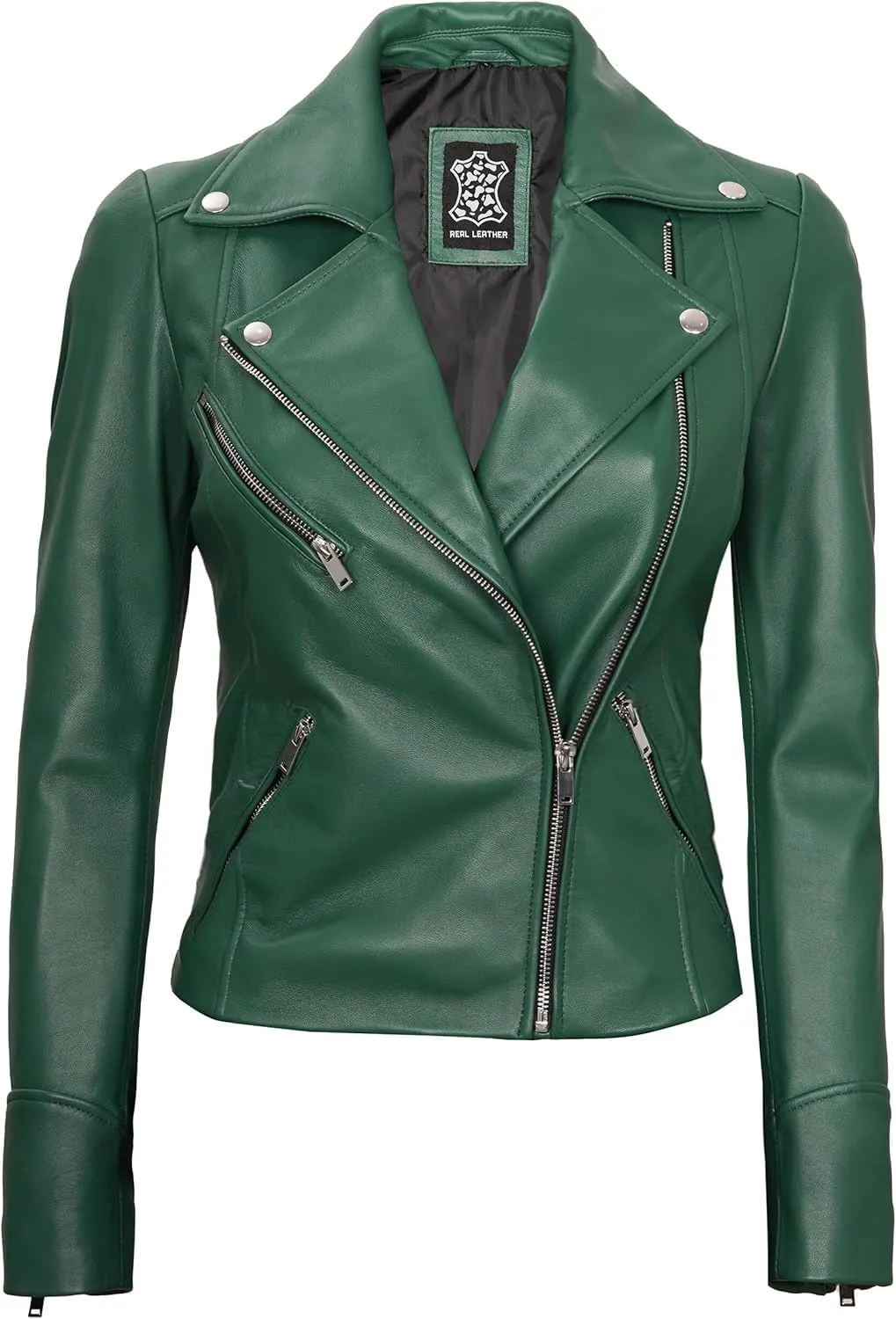 Decrum Asymmetrical Real Leather Jacket Women  Trendy Fashion Lambskin Womens Leather Jacket