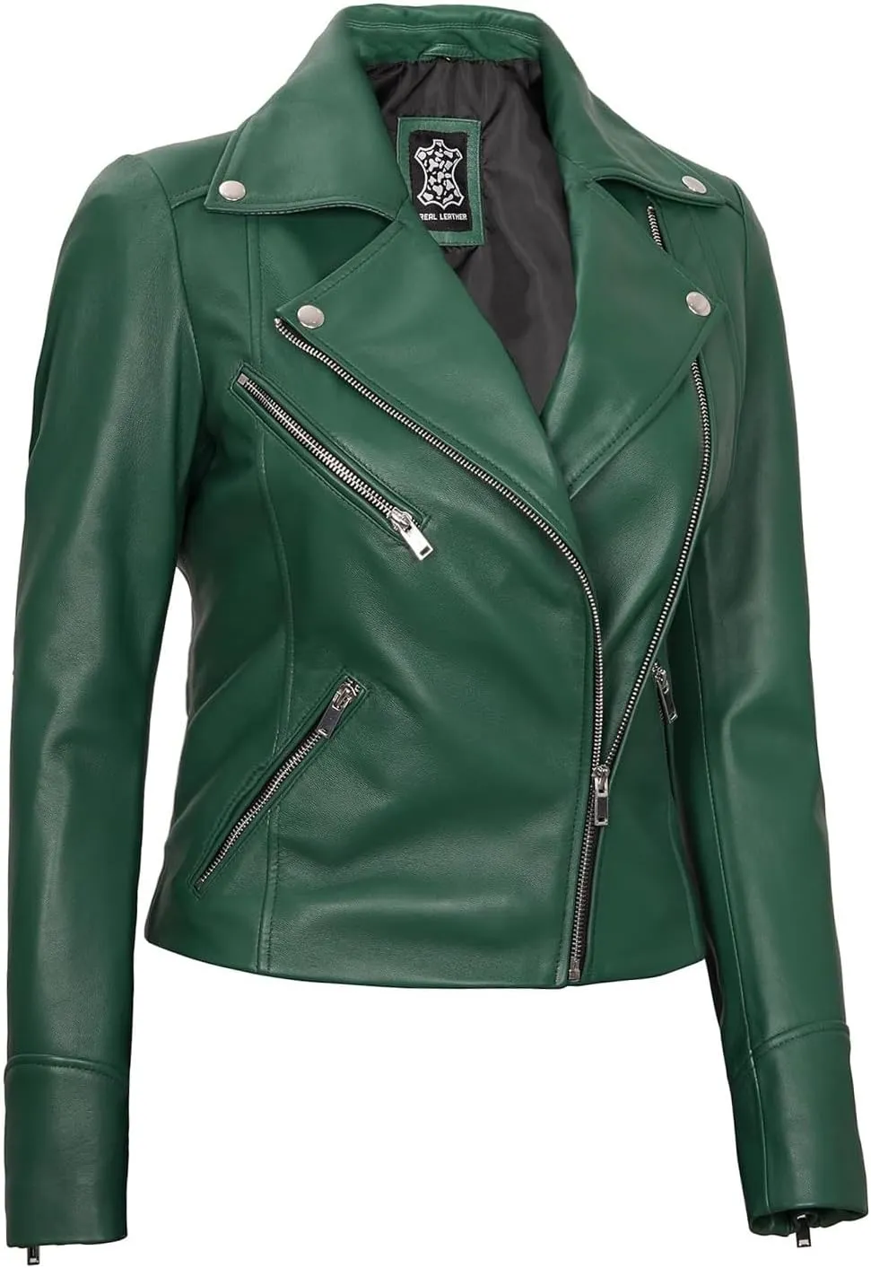 Decrum Asymmetrical Real Leather Jacket Women  Trendy Fashion Lambskin Womens Leather Jacket