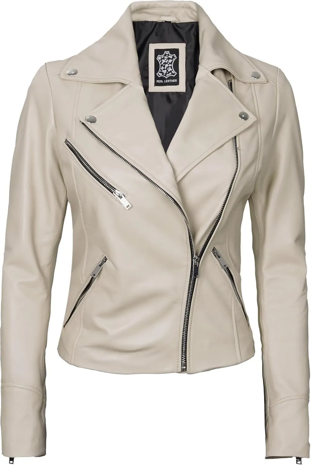 Decrum Asymmetrical Real Leather Jacket Women  Trendy Fashion Lambskin Womens Leather Jacket