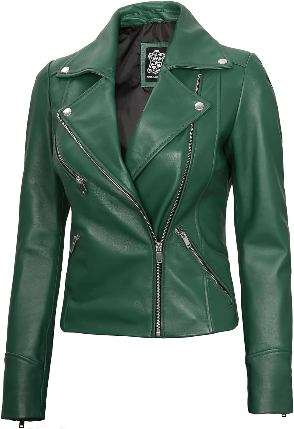 Decrum Asymmetrical Real Leather Jacket Women  Trendy Fashion Lambskin Womens Leather Jacket