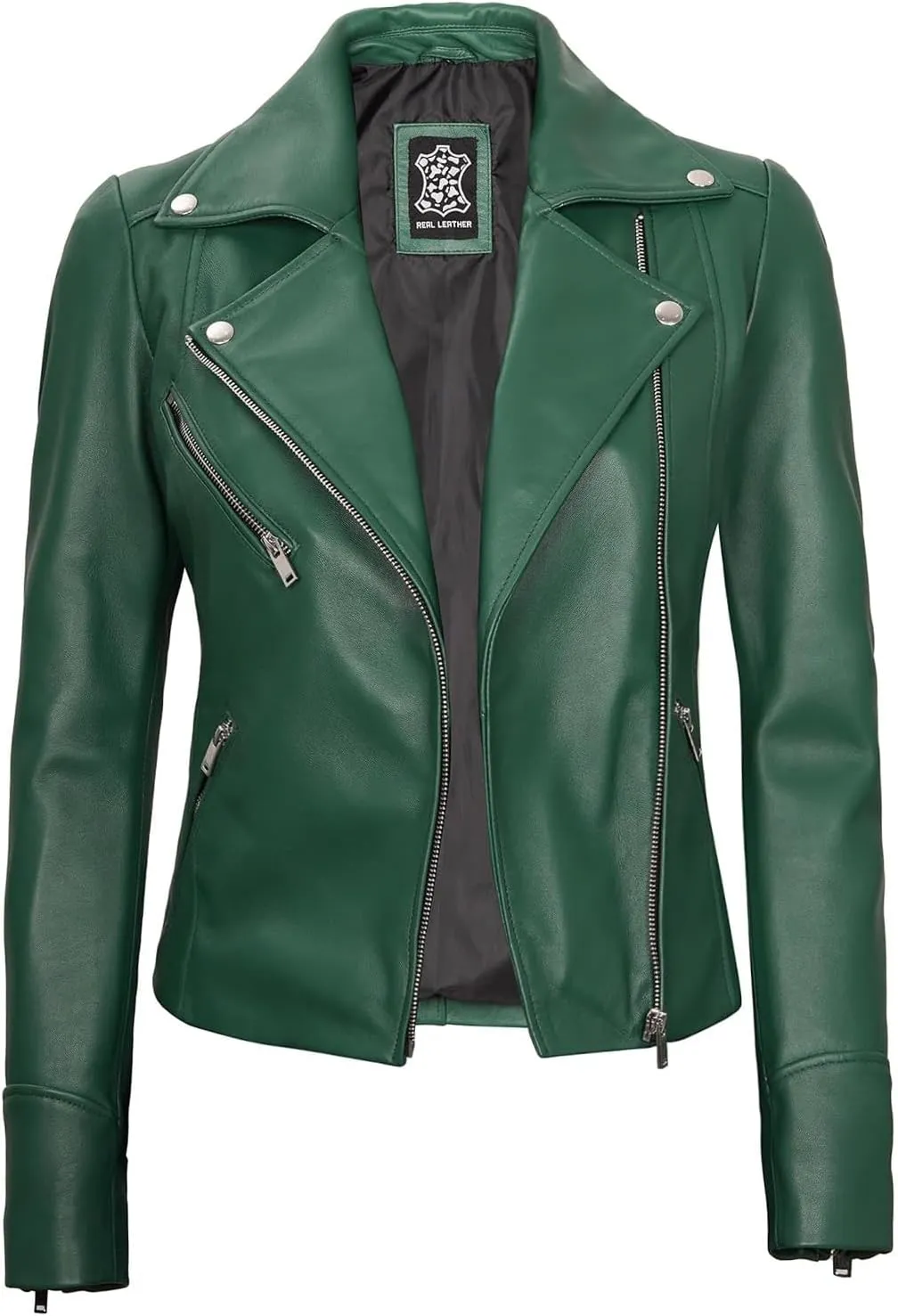 Decrum Asymmetrical Real Leather Jacket Women  Trendy Fashion Lambskin Womens Leather Jacket