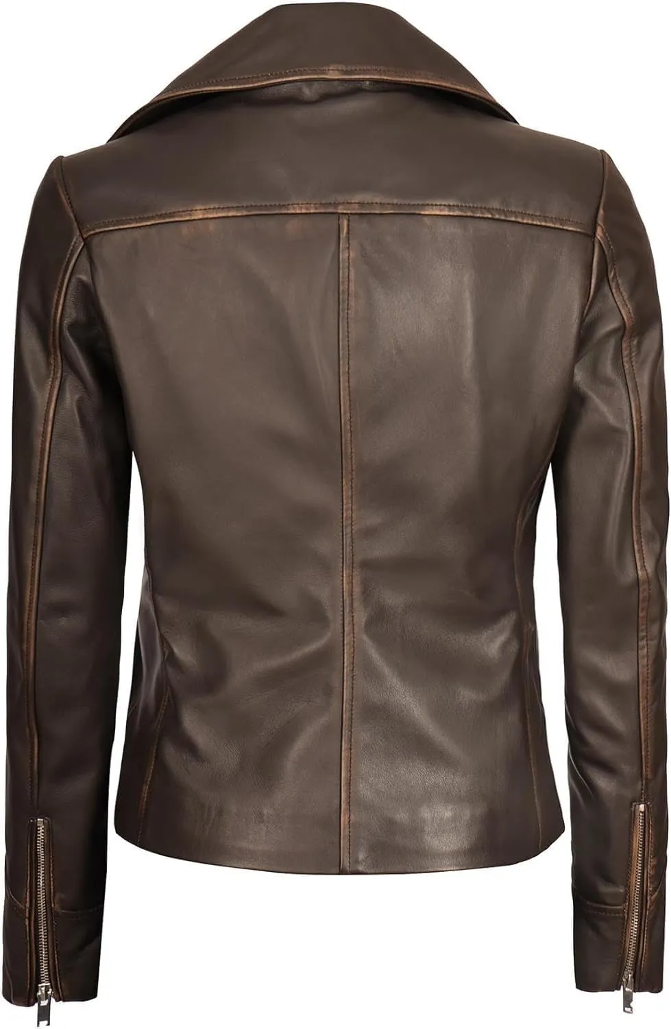 Decrum Asymmetrical Real Leather Jacket Women  Trendy Fashion Lambskin Womens Leather Jacket