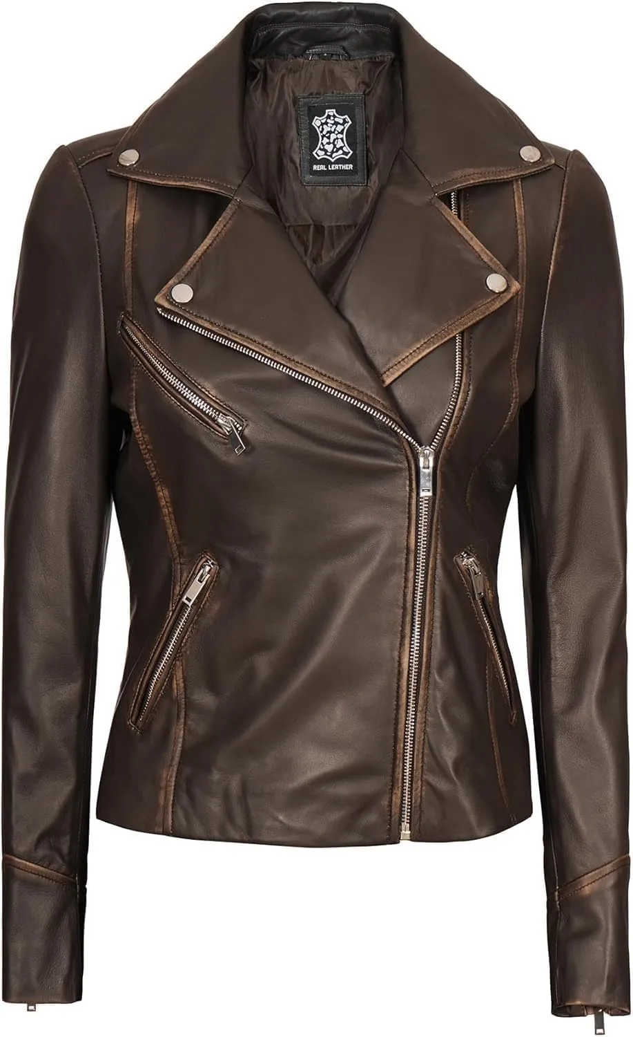 Decrum Asymmetrical Real Leather Jacket Women  Trendy Fashion Lambskin Womens Leather Jacket