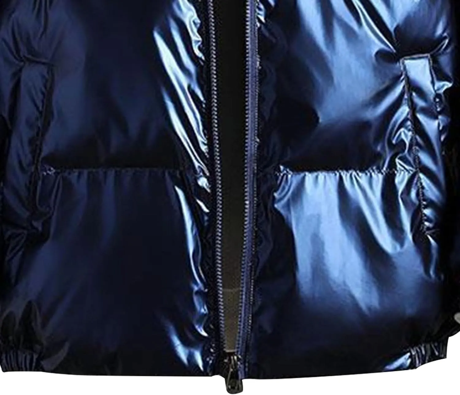 DGHM-JLMY Men's Glossy Padded Winter Hood Coat Metallic Full Zip Down Quilted Puffer Jacket Warm Plus Size Shiny Hooded Coat