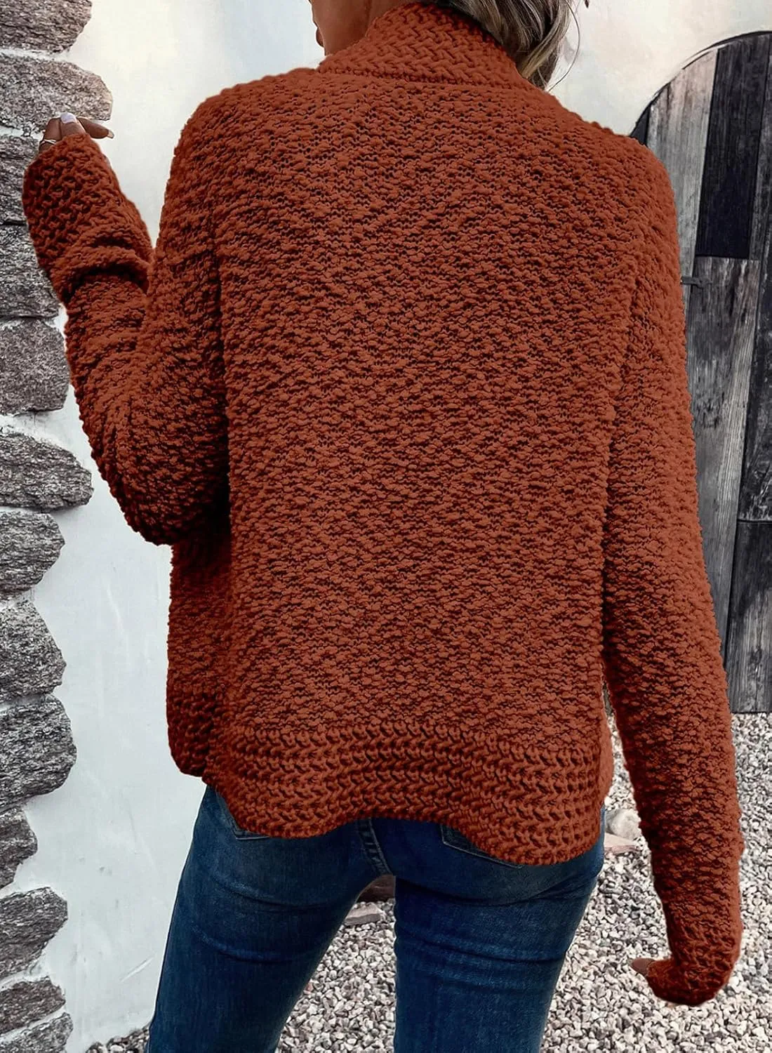 Dokotoo Women's 2025 Fashion Casual Open Front Long Sleeve Chunky Knit Cardigans Sweaters Outerwear Coats
