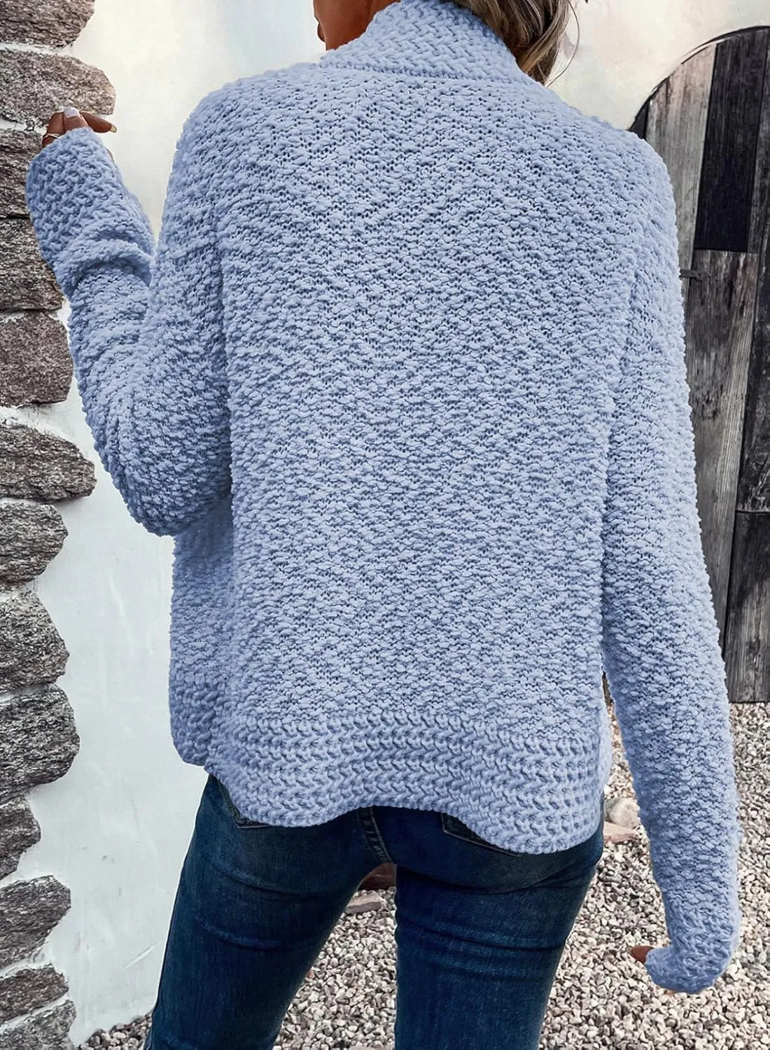 Dokotoo Women's 2025 Fashion Casual Open Front Long Sleeve Chunky Knit Cardigans Sweaters Outerwear Coats