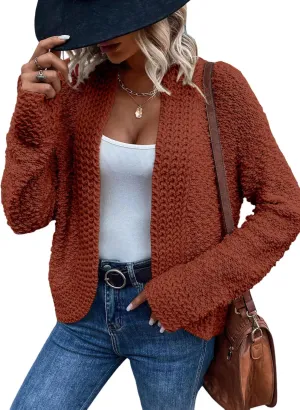 Dokotoo Women's 2025 Fashion Casual Open Front Long Sleeve Chunky Knit Cardigans Sweaters Outerwear Coats