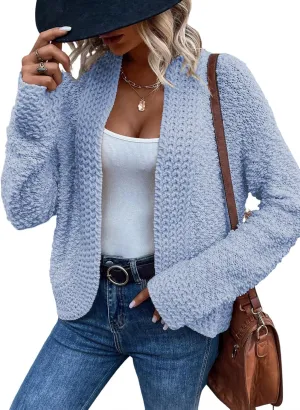 Dokotoo Women's 2025 Fashion Casual Open Front Long Sleeve Chunky Knit Cardigans Sweaters Outerwear Coats