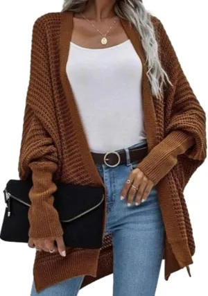 Dokotoo Women's 2025 Fashion Casual Oversized Open Front Batwing Long Sleeve Chunky Knit Cardigans Sweaters Outerwear Coats