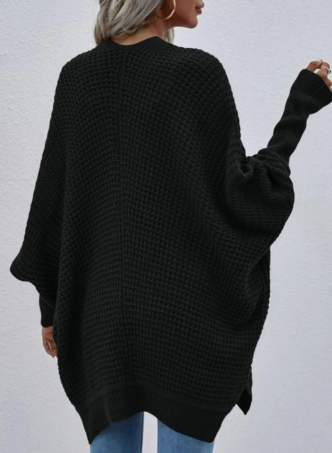 Dokotoo Women's 2025 Fashion Casual Oversized Open Front Batwing Long Sleeve Chunky Knit Cardigans Sweaters Outerwear Coats