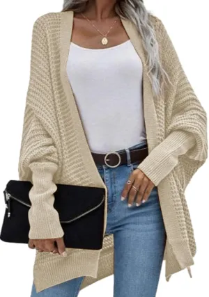 Dokotoo Women's 2025 Fashion Casual Oversized Open Front Batwing Long Sleeve Chunky Knit Cardigans Sweaters Outerwear Coats