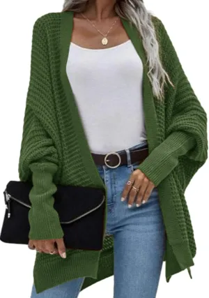 Dokotoo Women's 2025 Fashion Casual Oversized Open Front Batwing Long Sleeve Chunky Knit Cardigans Sweaters Outerwear Coats