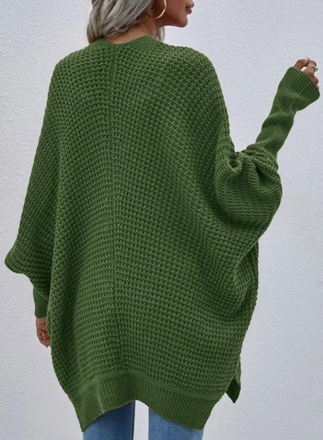 Dokotoo Women's 2025 Fashion Casual Oversized Open Front Batwing Long Sleeve Chunky Knit Cardigans Sweaters Outerwear Coats