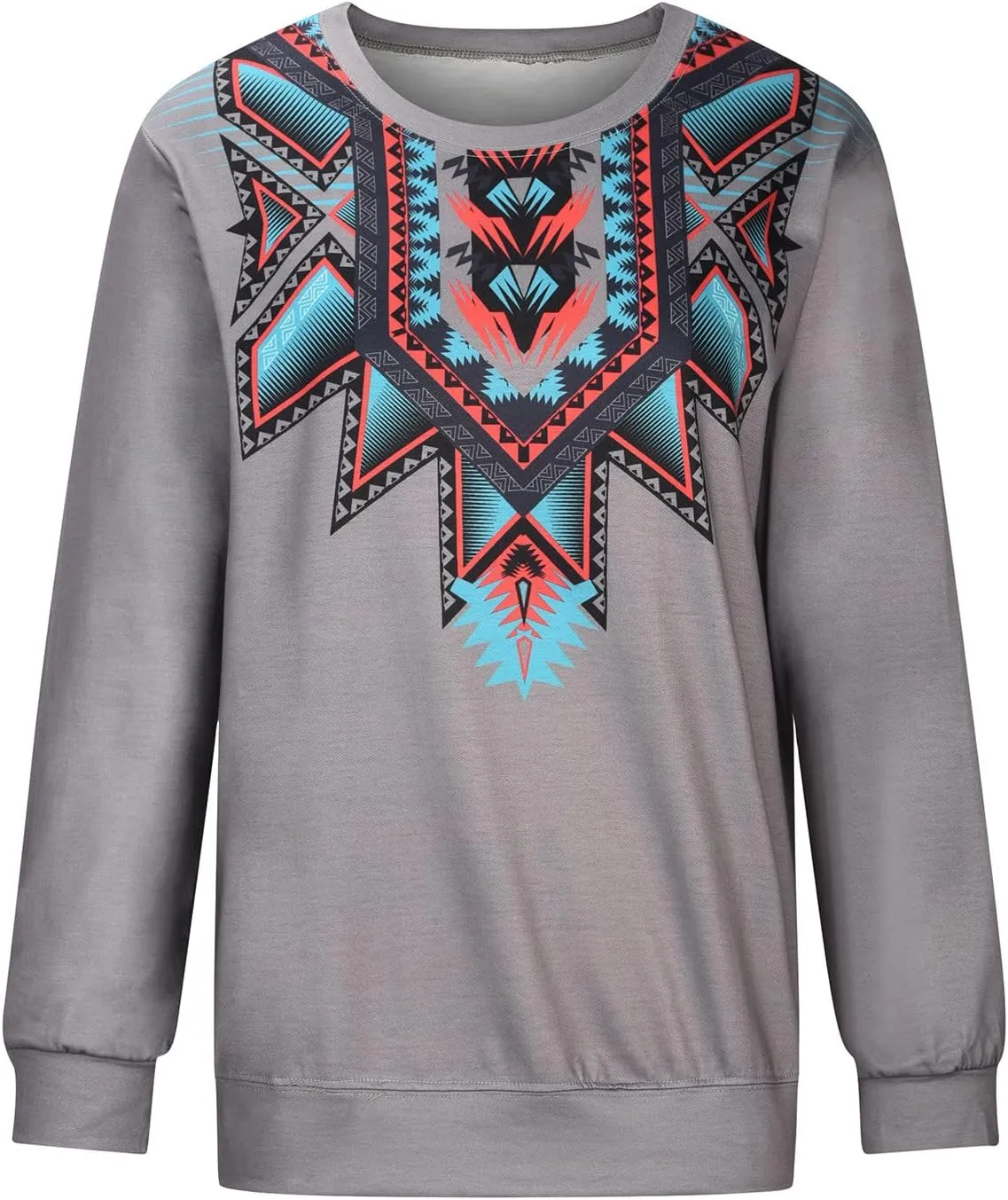 DOLKFU Women's Western Aztec Sweatshirt Long Sleeve Hoodie Pullover Vintage Tops Sweater Ethnic Graphic Fall 2022 Tees Tops