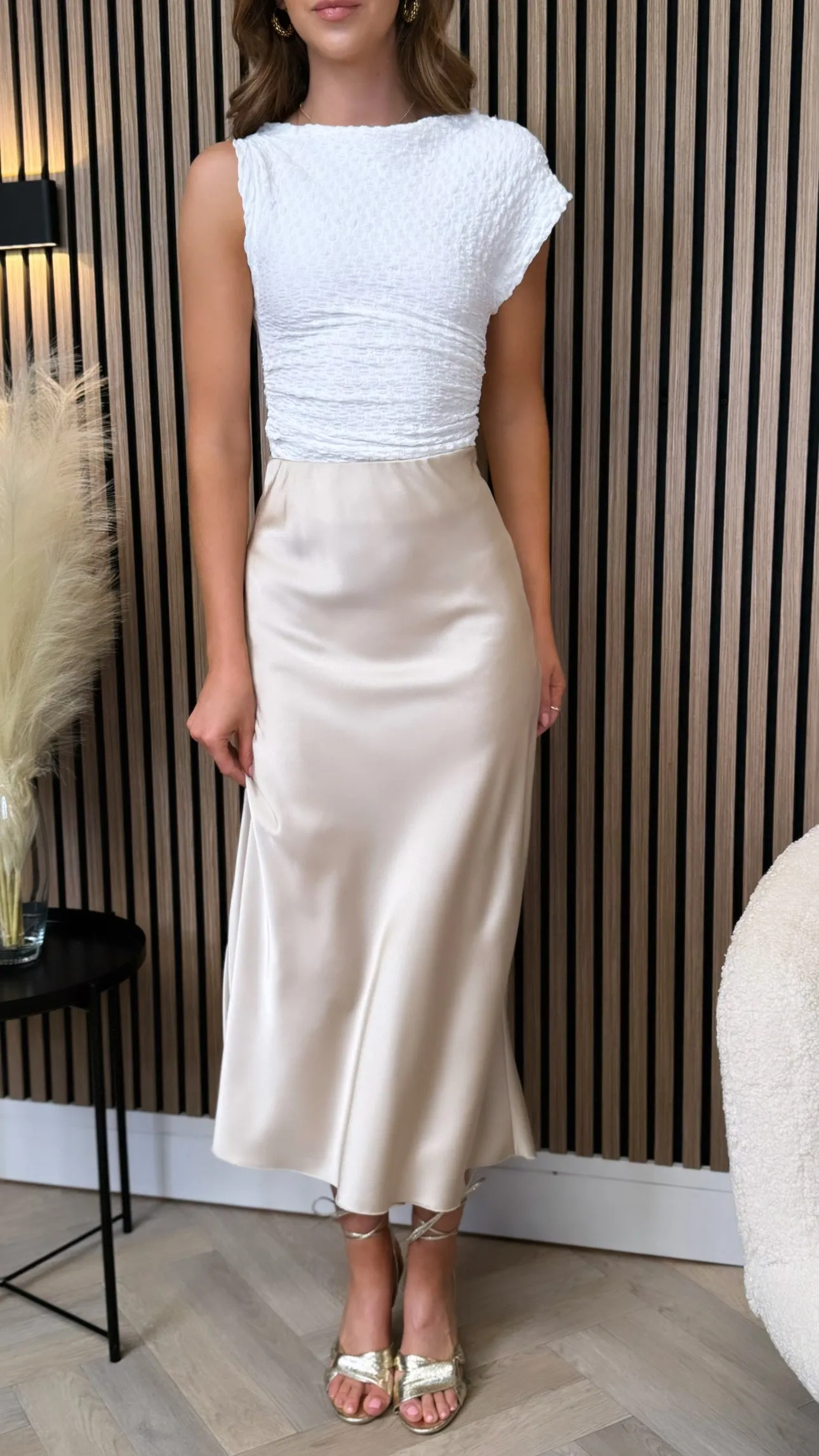 Eleanor White One Shoulder Ruched Top