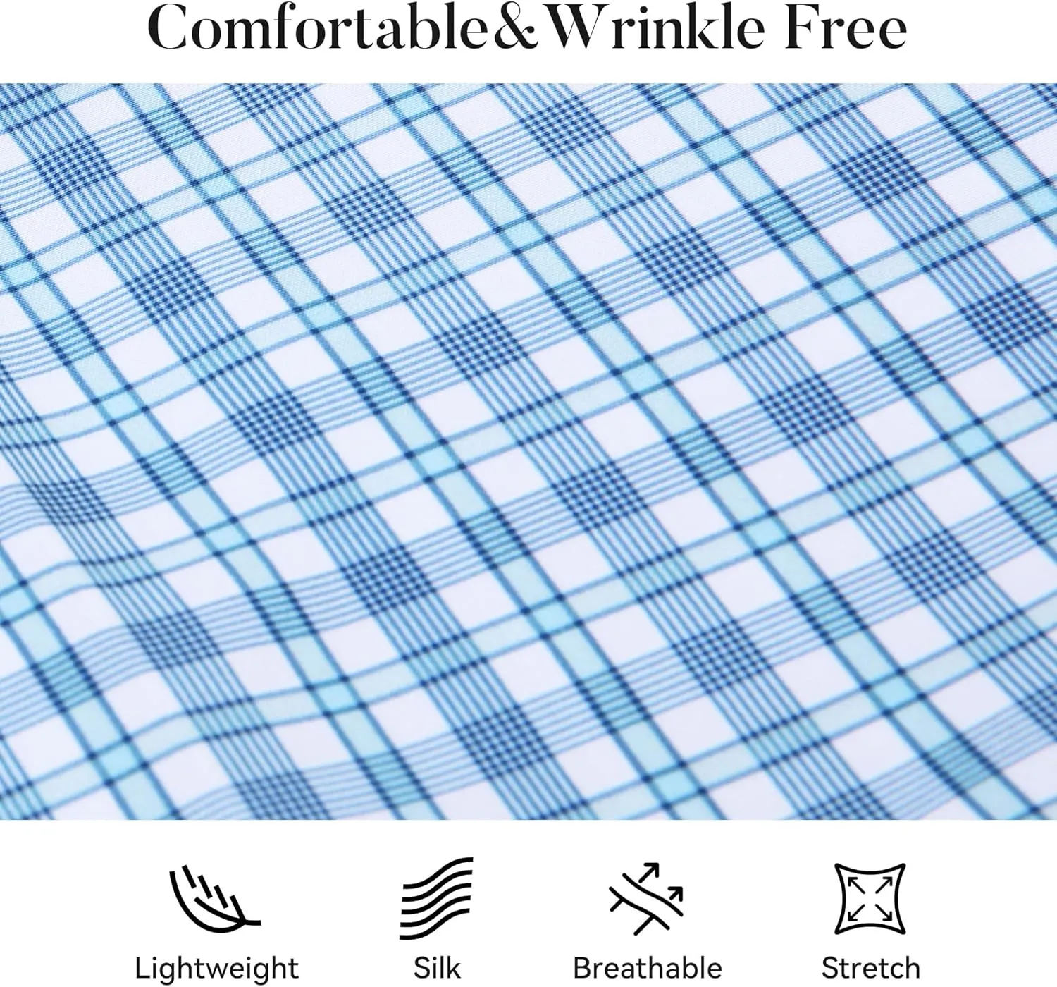 Esabel.C Mens Dress Shirts Wrinkle Free Button Down Shirts Long Sleeve Regular Fit Print Business Shirt