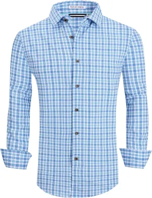 Esabel.C Mens Dress Shirts Wrinkle Free Button Down Shirts Long Sleeve Regular Fit Print Business Shirt
