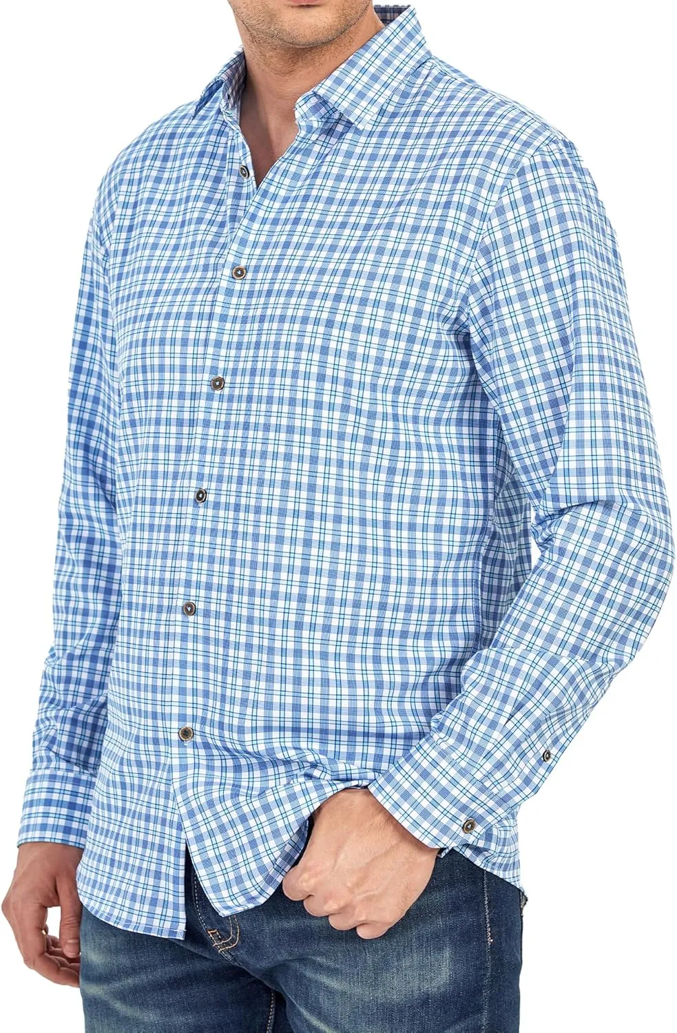 Esabel.C Mens Dress Shirts Wrinkle Free Button Down Shirts Long Sleeve Regular Fit Print Business Shirt