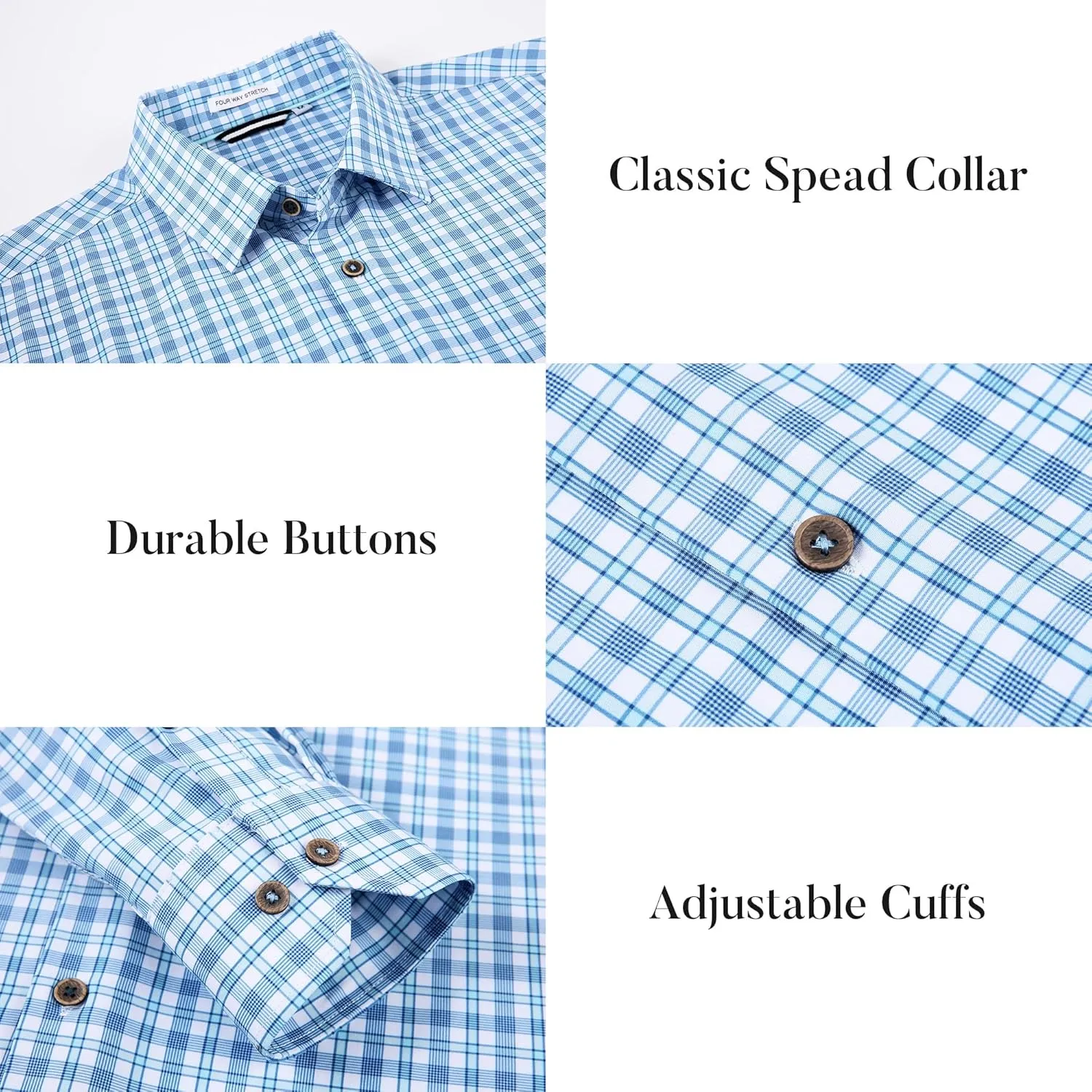 Esabel.C Mens Dress Shirts Wrinkle Free Button Down Shirts Long Sleeve Regular Fit Print Business Shirt
