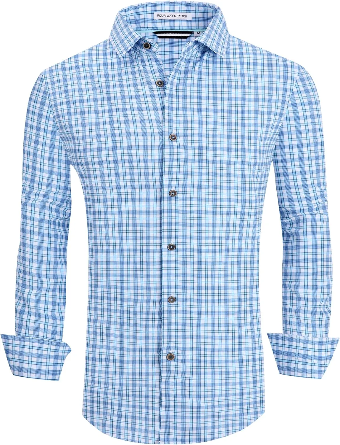 Esabel.C Mens Dress Shirts Wrinkle Free Button Down Shirts Long Sleeve Regular Fit Print Business Shirt