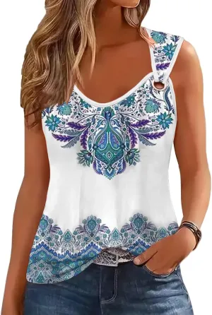 ETCYY NEW Womens Tank Tops 2025 Summer T Shirts V Neck Sleeveless Casual Loose Blouses