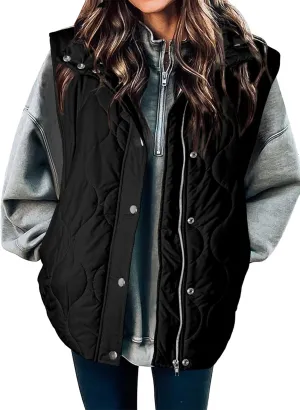 EVALESS Cropped Puffer Vest Women Lightweight Quilted Stand Collar Sleeveless Jackets Fall Spring 2025 Button Zip Up Coat