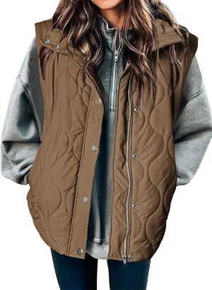 EVALESS Cropped Puffer Vest Women Lightweight Quilted Stand Collar Sleeveless Jackets Fall Spring 2025 Button Zip Up Coat