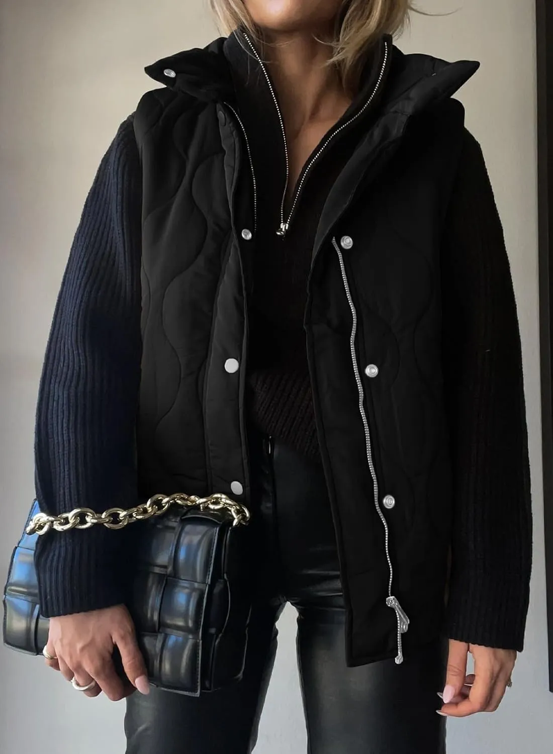 EVALESS Cropped Puffer Vest Women Lightweight Quilted Stand Collar Sleeveless Jackets Fall Spring 2025 Button Zip Up Coat