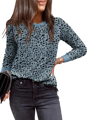 EVALESS Womens Crewneck Long Sleeve Tops Casual Polka Dots Tops Spring Summer 2025 Tshirts Shirts