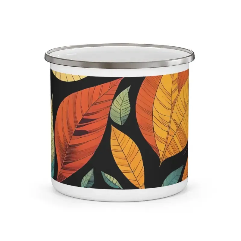 Fall in Love with Autumn Leaves Enamel Camping Mug