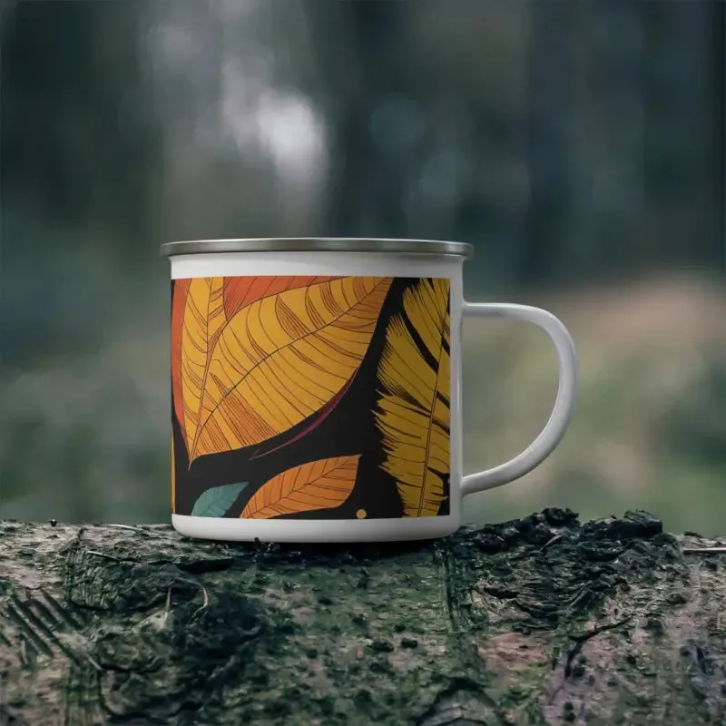 Fall in Love with Autumn Leaves Enamel Camping Mug